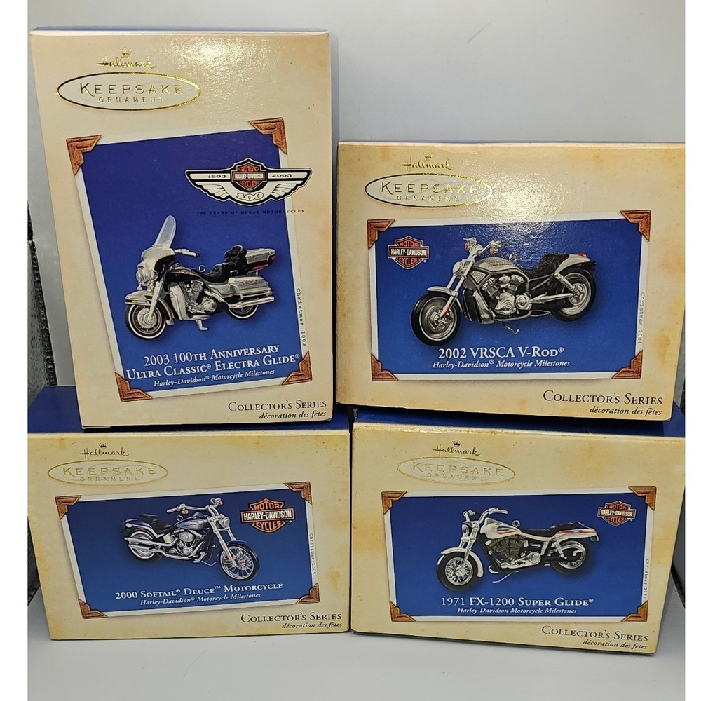 Hallmark Keepsake Harley-Davidson Motorcycle Ornaments Lot of 4 Die-Cast Metal